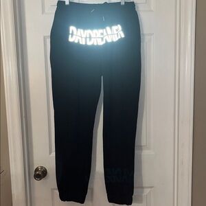 Women’s Adika Joggers, Sweatpants, black, gray reflective letters, Daydreamer, L